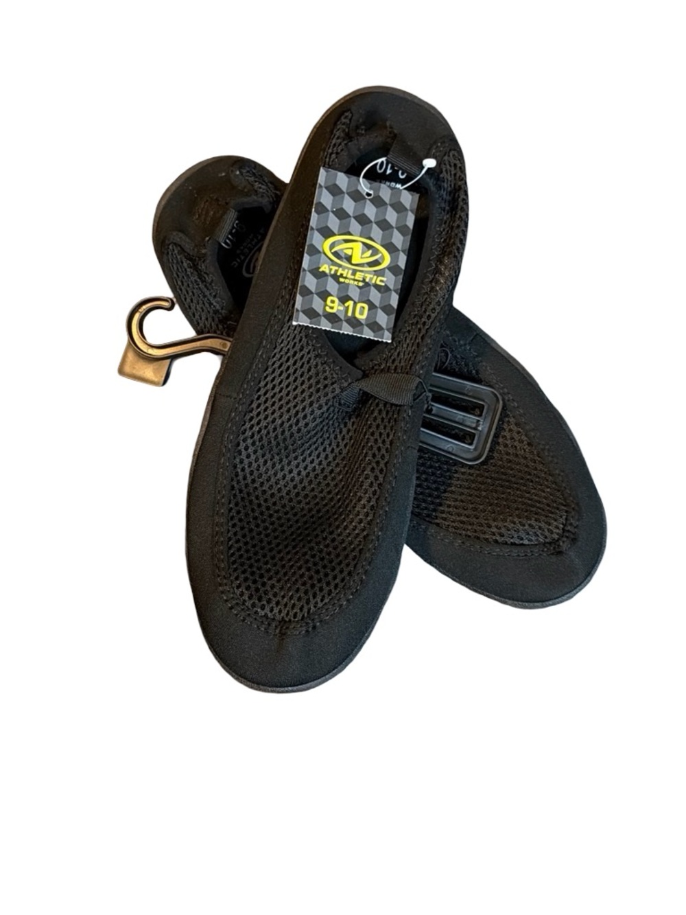 Athletic Works Black Slip-On Mesh Water Shoes Size 9-10